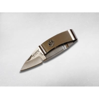 Нож-зажим для денег складной Mcusta Pocket Clip «Kamon» Kikyo «Колокольчик»  MC-0082 , сталь AUS-8, рукоять сталь купить в Хабаровске